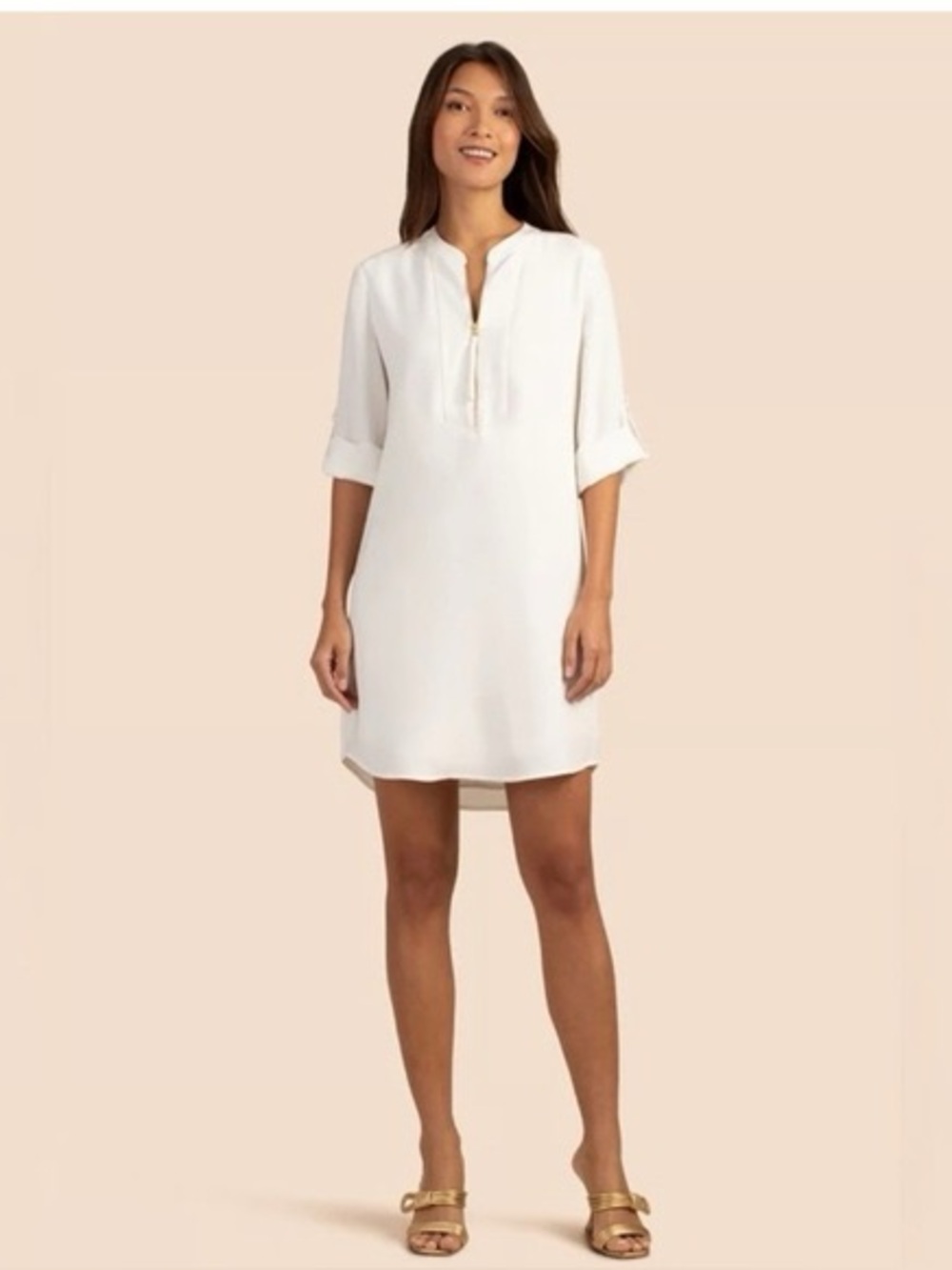 Trina Turk White Kaiko Half-Zip Dress
